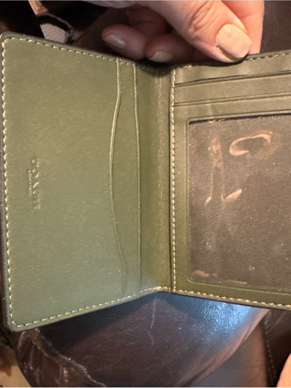 Coach Men's Green/Black Camouflage Bifold Wallet w/ ID Window, Credit Card - Picture 4 of 16